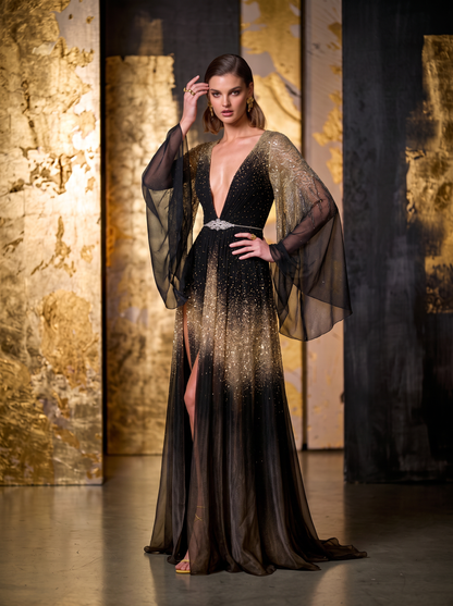 Long Sleeve V-Neck Dress
