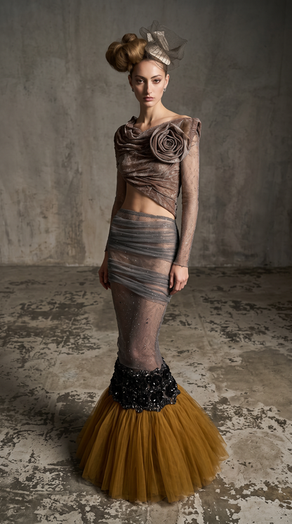 Asymmetric Bodice Gown