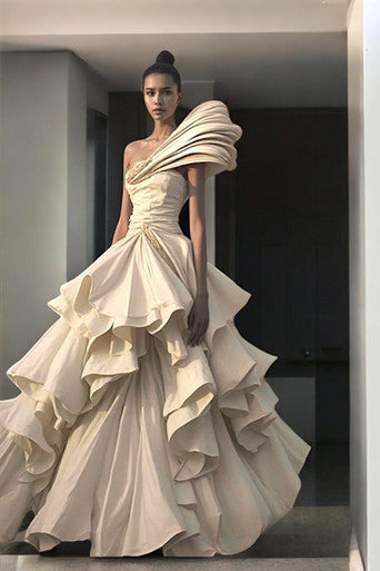 One Shoulder  Exagerated Gown