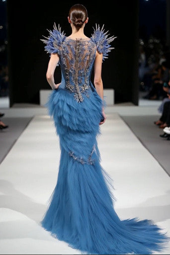 Structured-Embellished Gown US 18 / Blue Structured-Embellished Gown US 18 / Blue