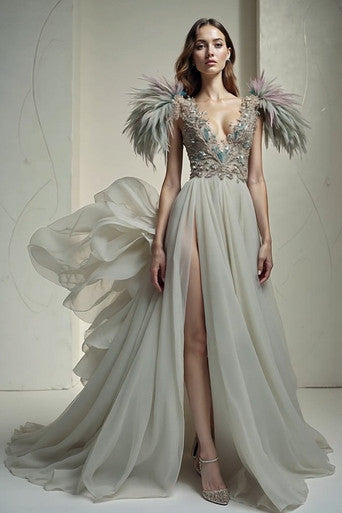 High Slit A-Line Gown