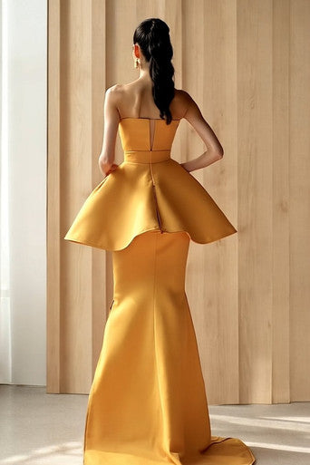 Strapless-Peplum Gown
