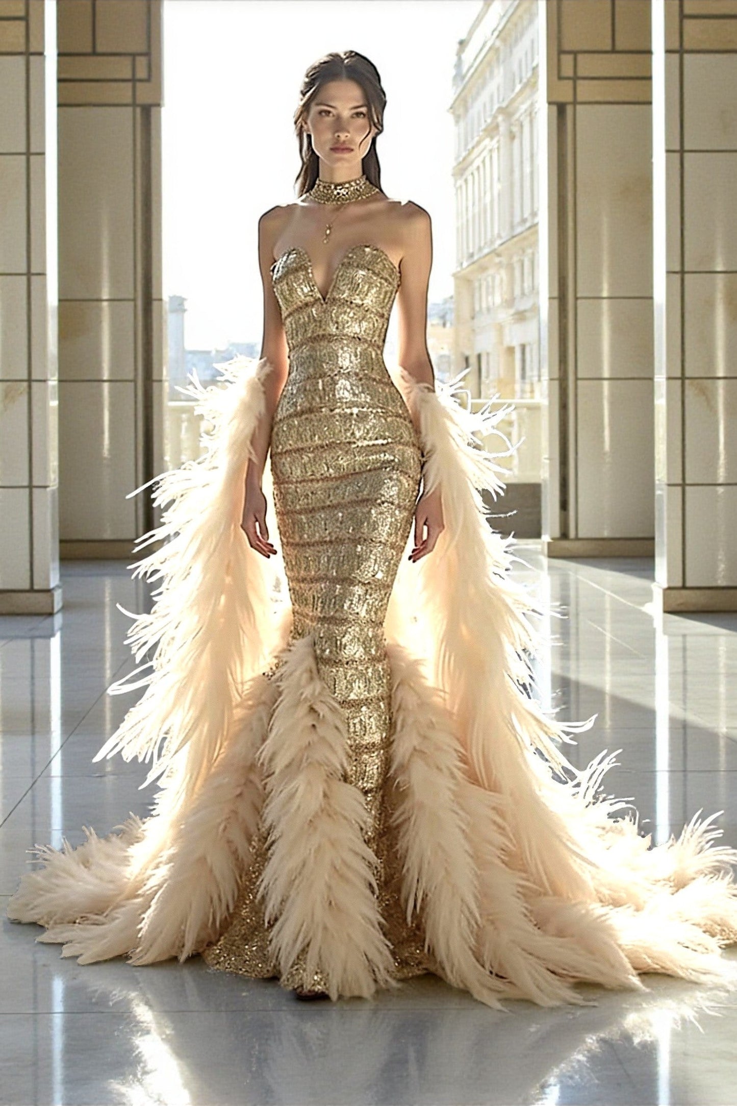 Strapless Sequin Gown