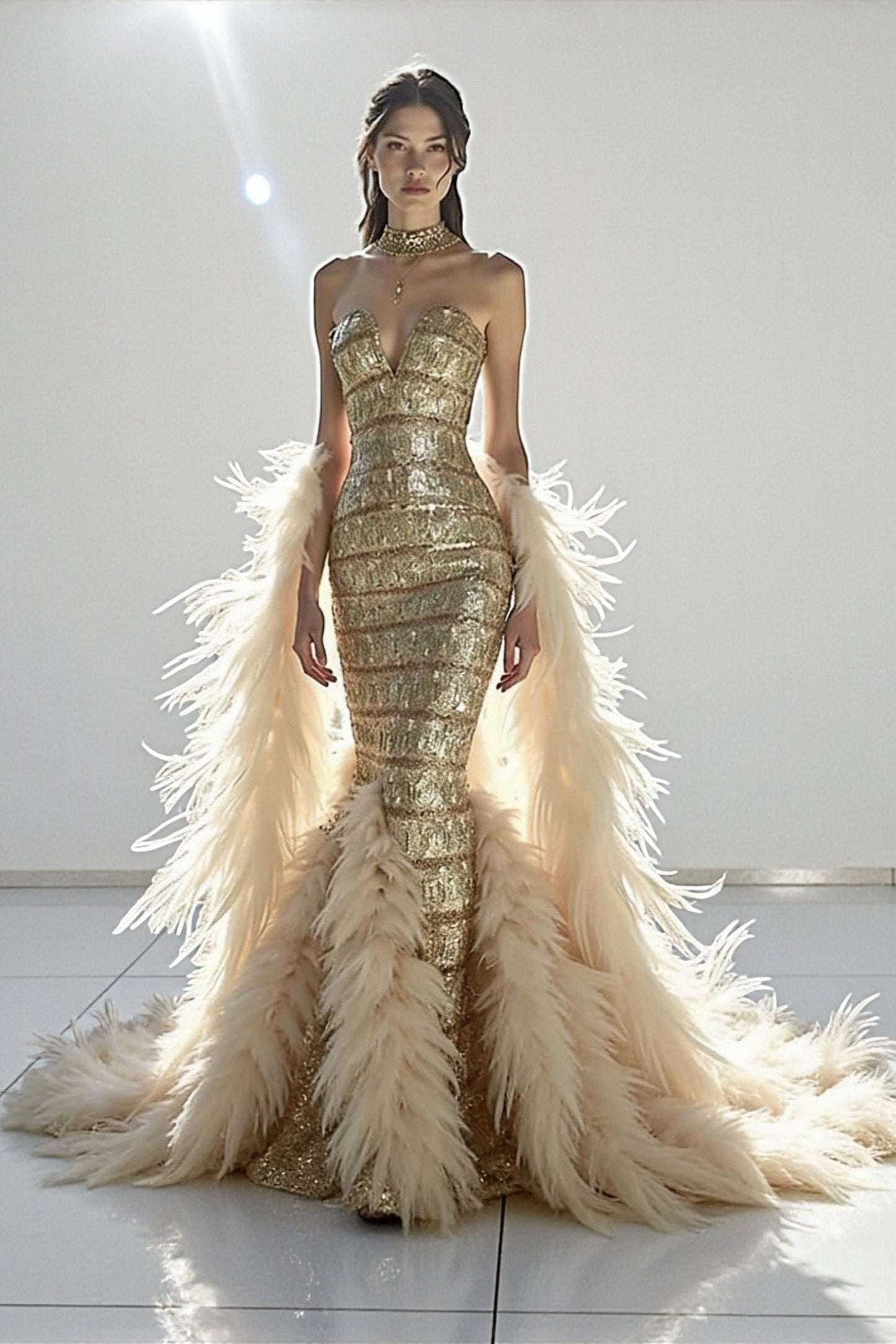 Strapless Sequin Gown