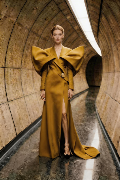 V-Neck Long Sleeve Gown