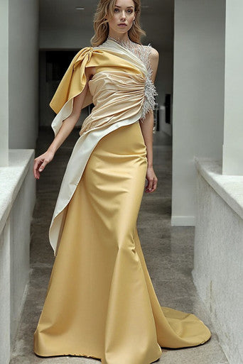Ruffled Sleeve Flared Gown