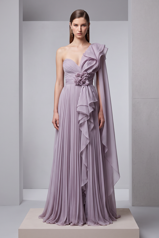 Vestido de noche asimétrico Roxo