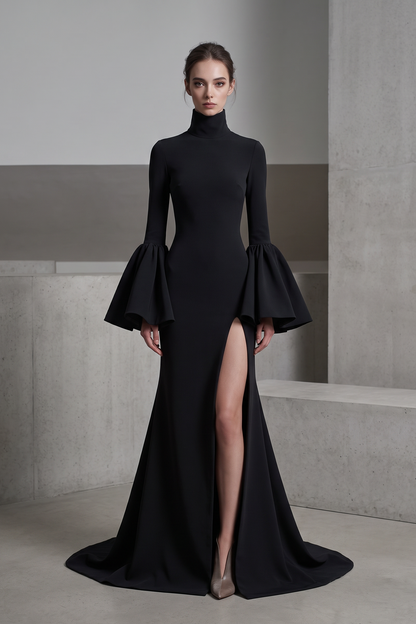 Turtleneck Long Sleeve Gown