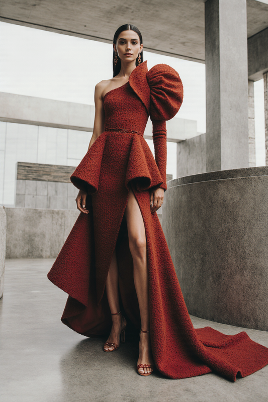 Flared Single Shoulder Gown