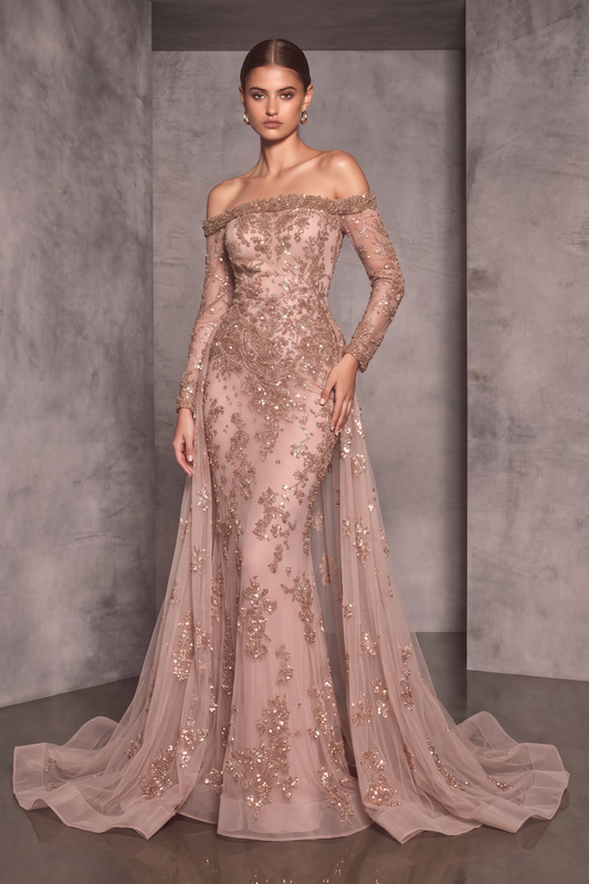 Vestido detallado con hombros descubiertos