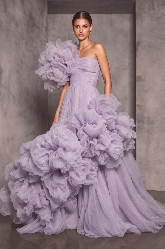 Vestido largo con volantes extragrande