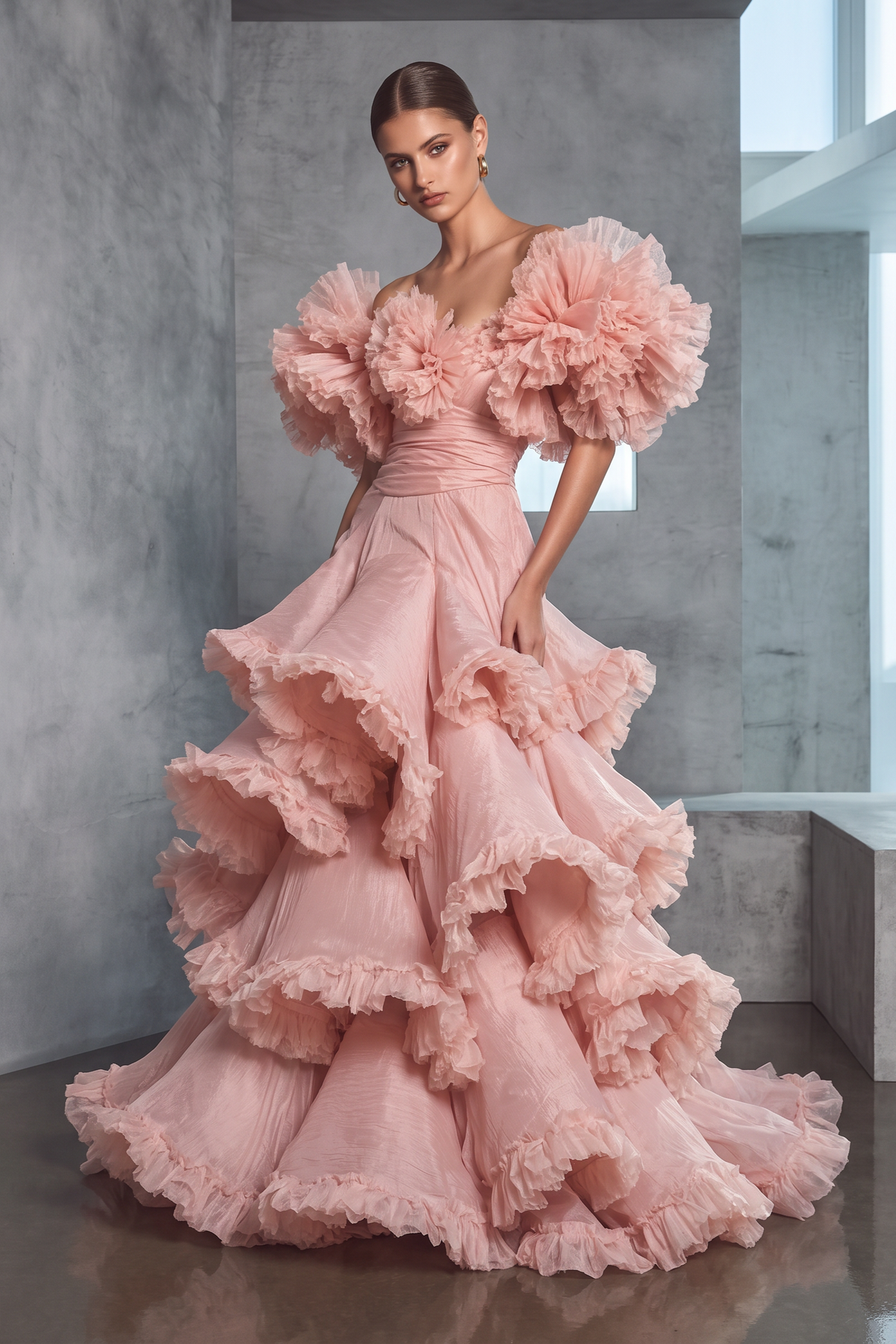 Tiered Off the Shoulder Gown
