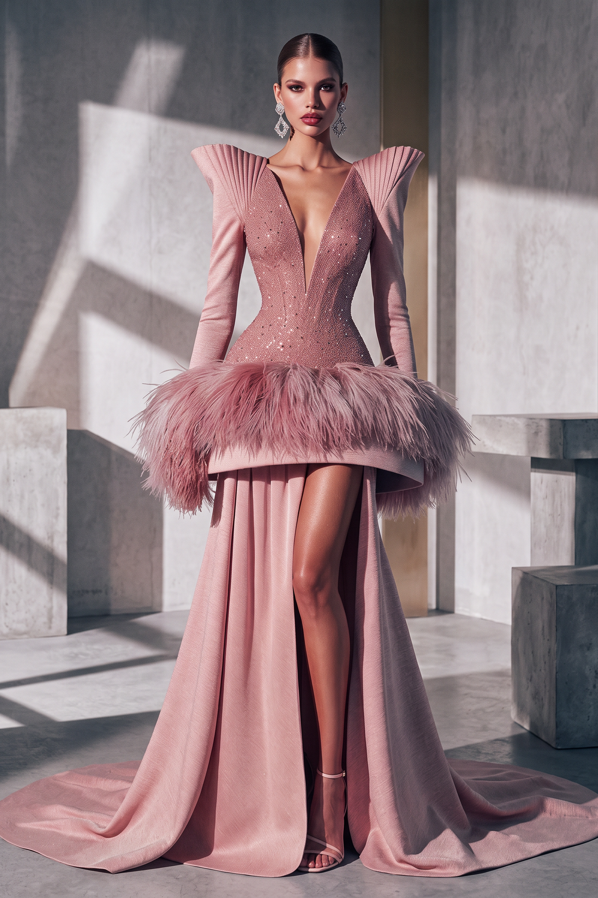 Structured Feather Gown
