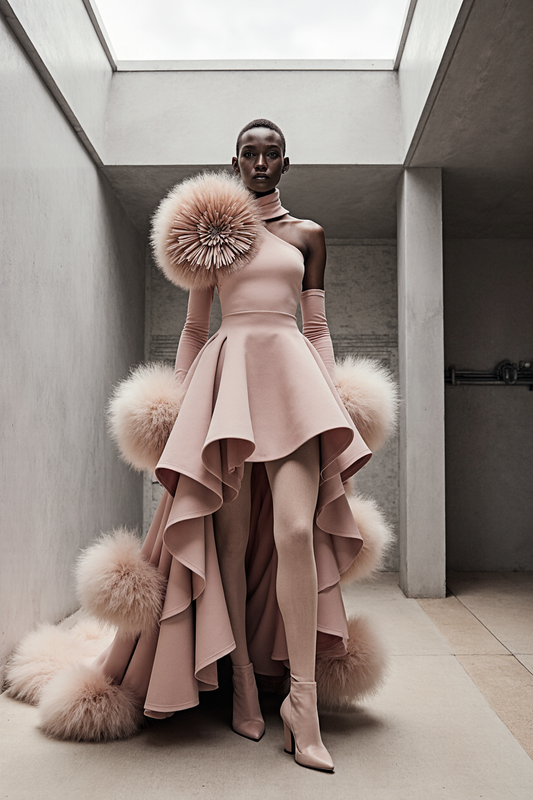 Feathered Sleeved Gown