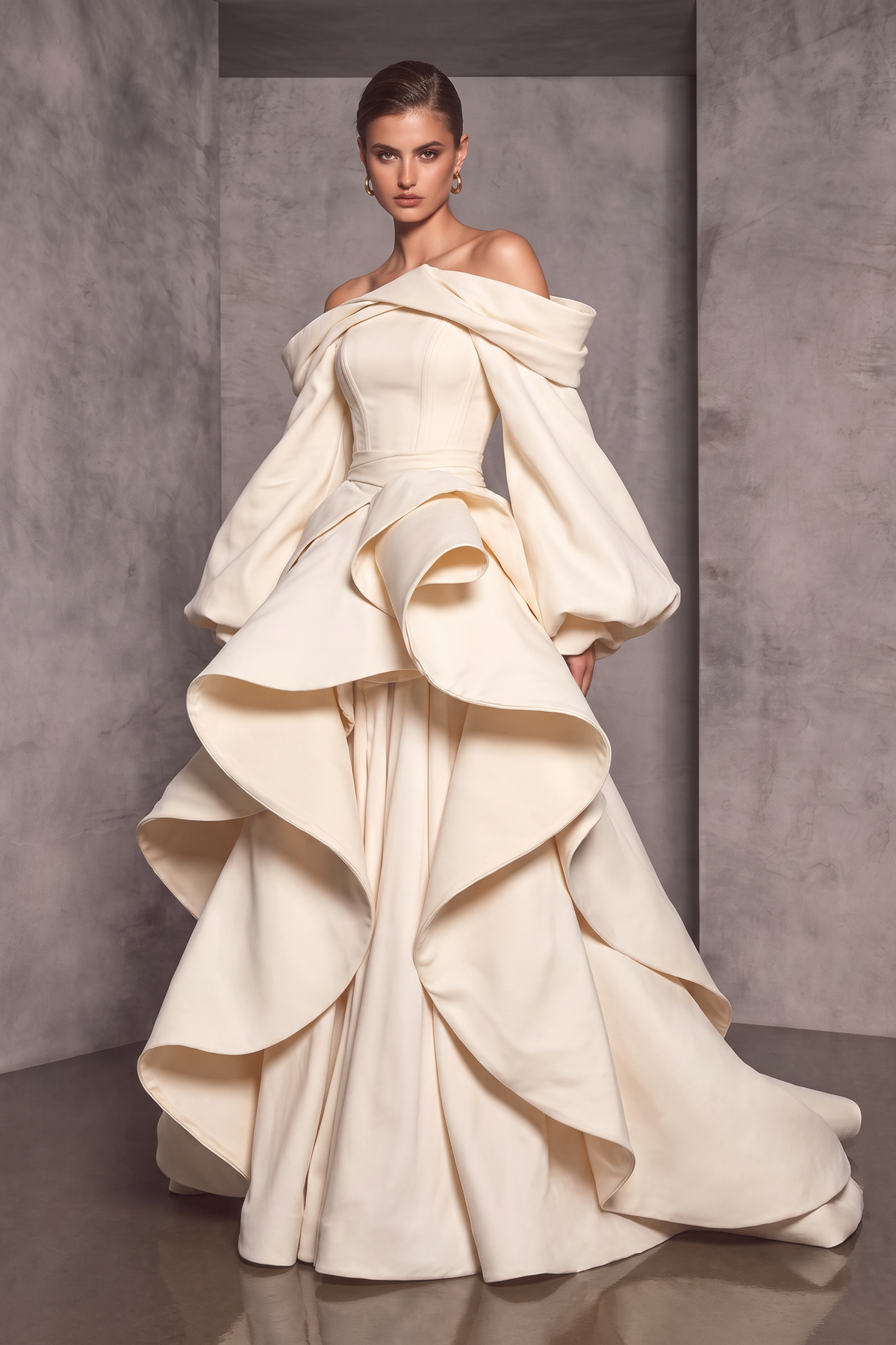 Vestido largo Shaden con volantes