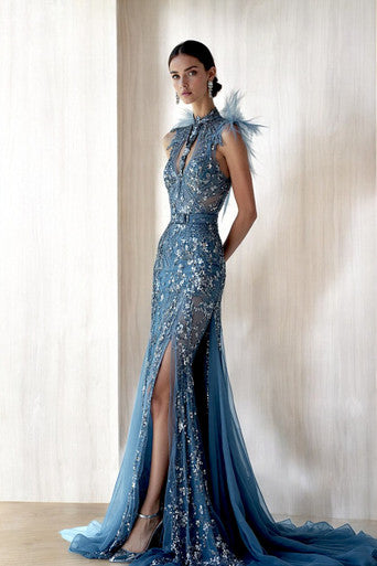 Fully Embellished High-Neck Gown