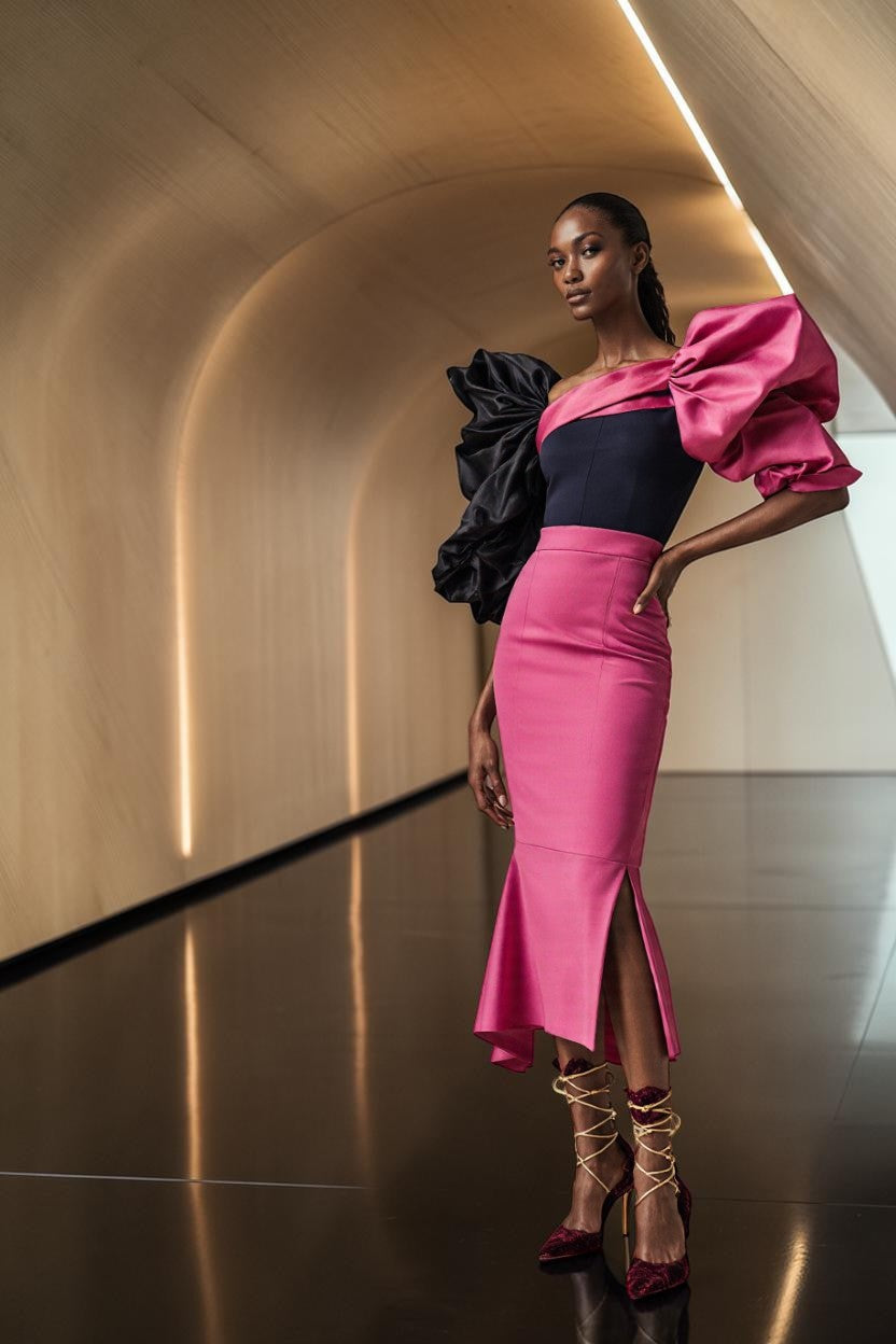 Colorblock Midi Dress