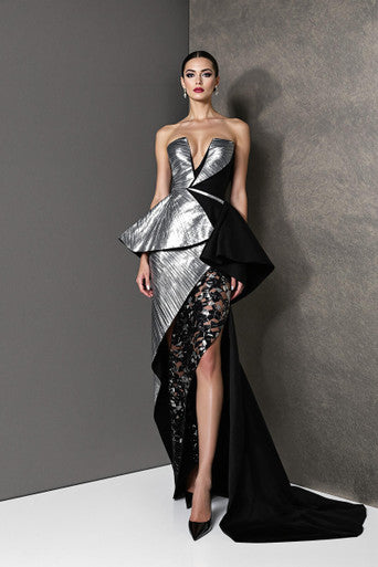 Strapless Slit Gown
