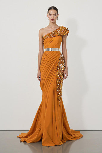 Embellished Shoulder Gown