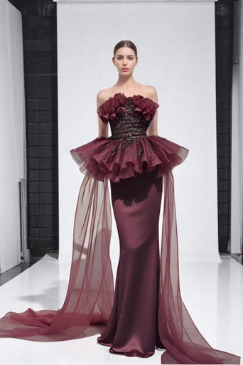 Strapless Peplum Gown