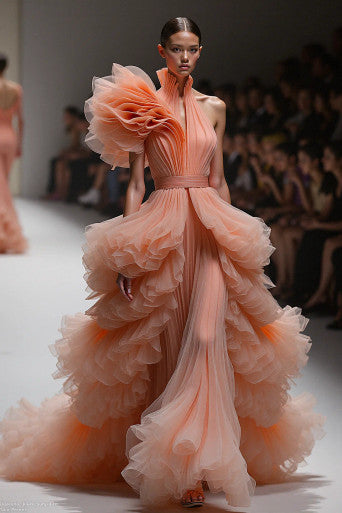 Ruffled Tiered Gown