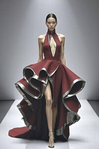High-Low Halter Neck Gown