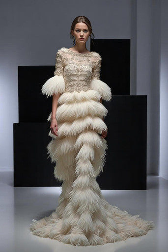 Tiered Feathered Gown
