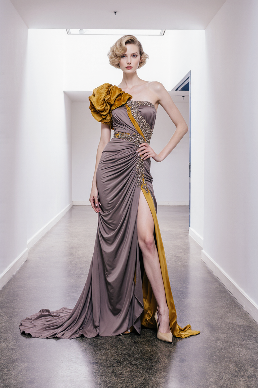 Luna One Shoulder Gown