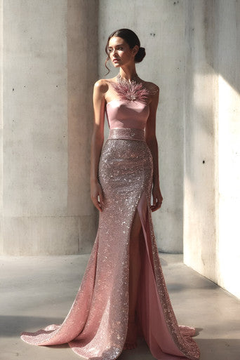 Illusion Neck Sleeveless Gown