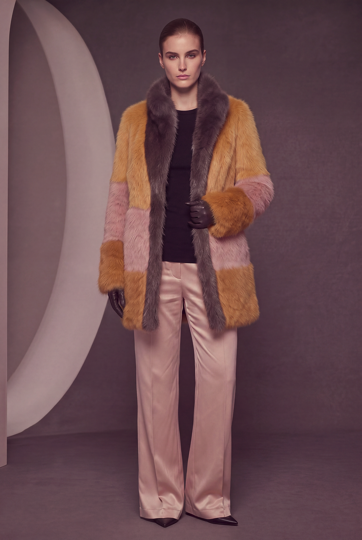 Mocha Trim Faux-Fur Short Coat