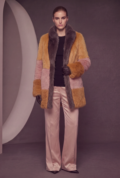 Mocha Trim Faux-Fur Short Coat