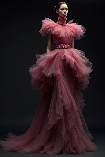 Ruffled Peplum Gown
