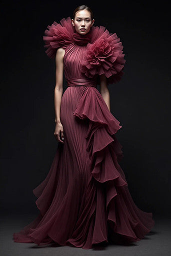 Cascading Oversized Ruffled Gown