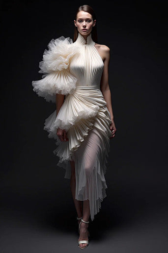 Short Sleeved Pleated Dress