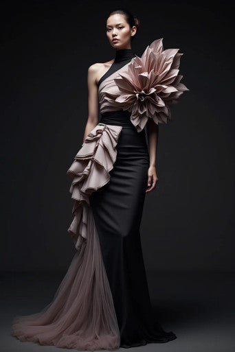 Ruffle Sleeved Gown