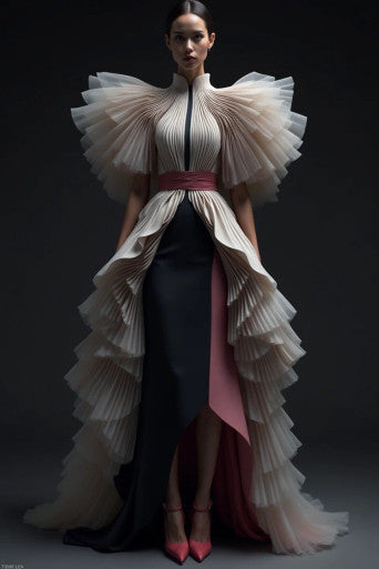 Puffy Sleeve High-Low Gown