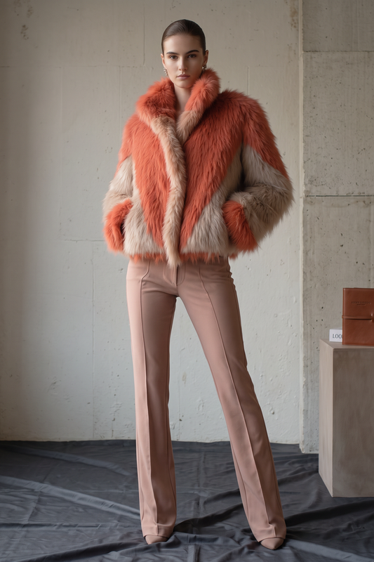 Faux-Fur Chevron Jacket