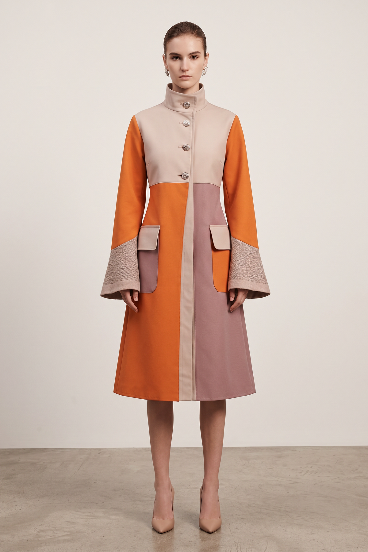 Patchwork Long Buttoned Jacket