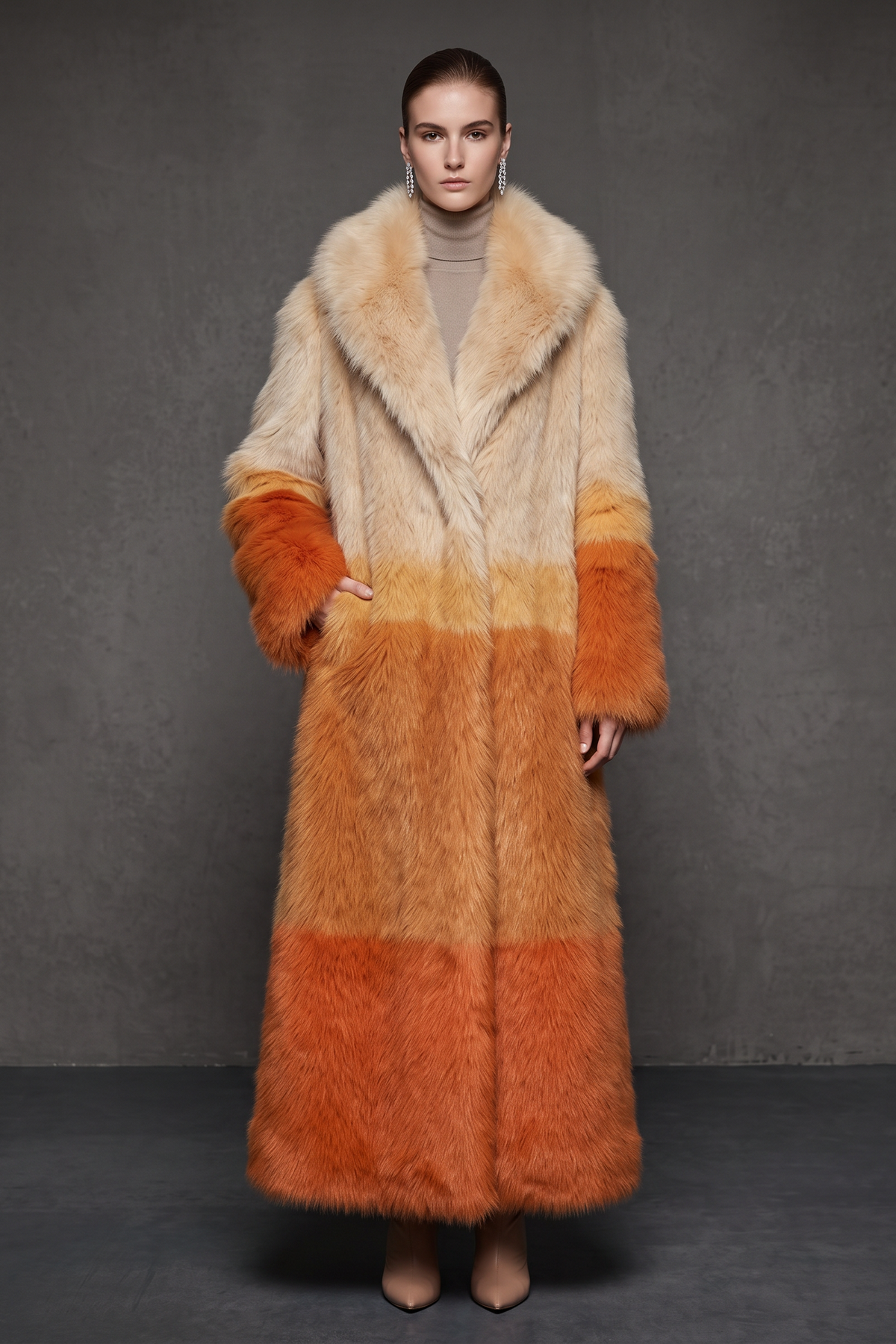 Orange Cream Ombré Long Coat