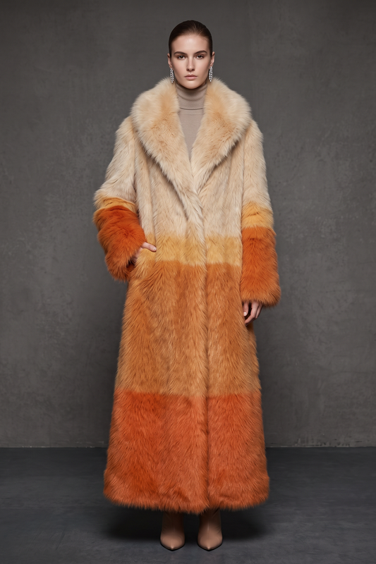 Orange Cream Ombré Long Coat