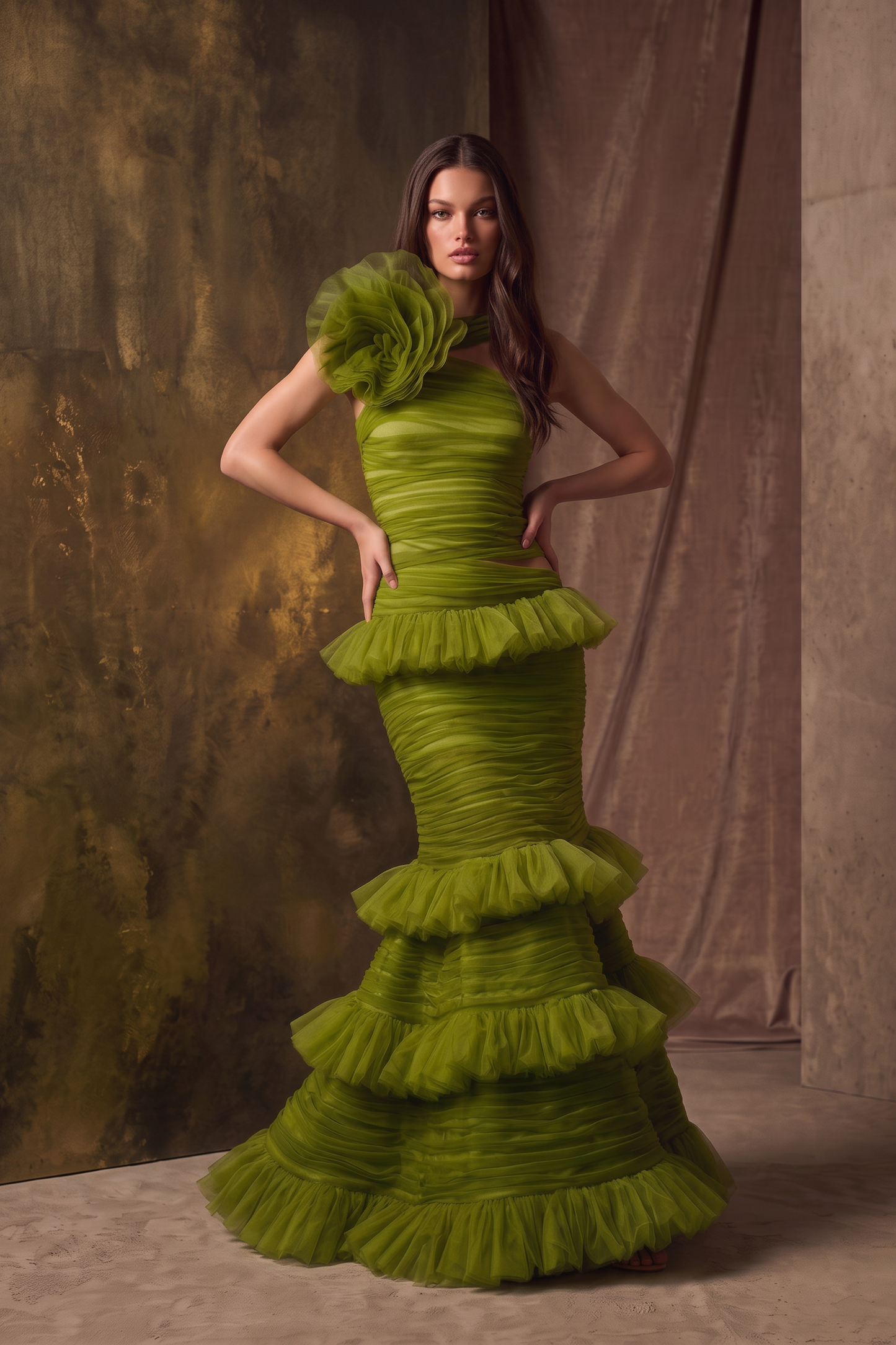 Sleeveless Tiered Gown