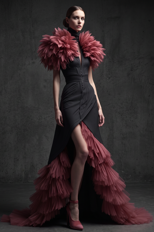 Flared Feather Gown