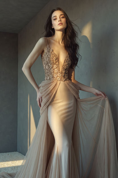 Sleeveless Embellished Gown