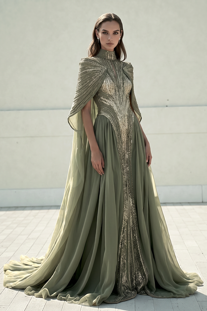 Vestido largo con mangas caídas