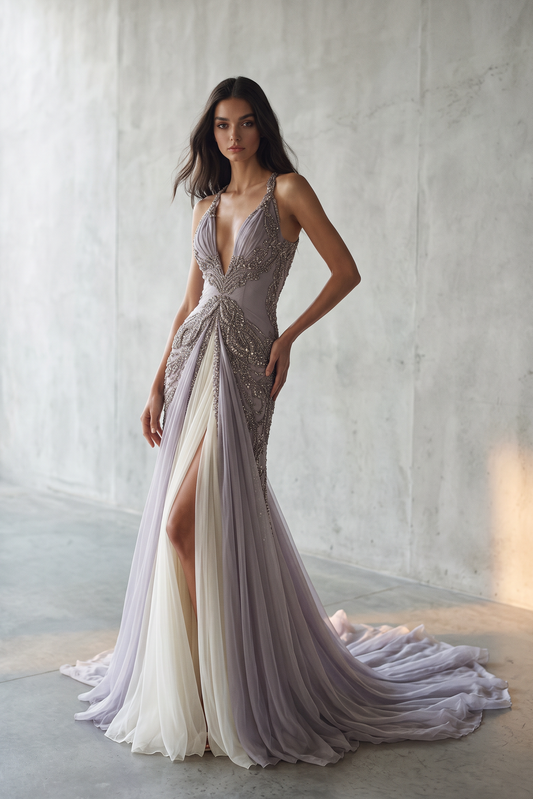 Vestido sin mangas de tul plisado