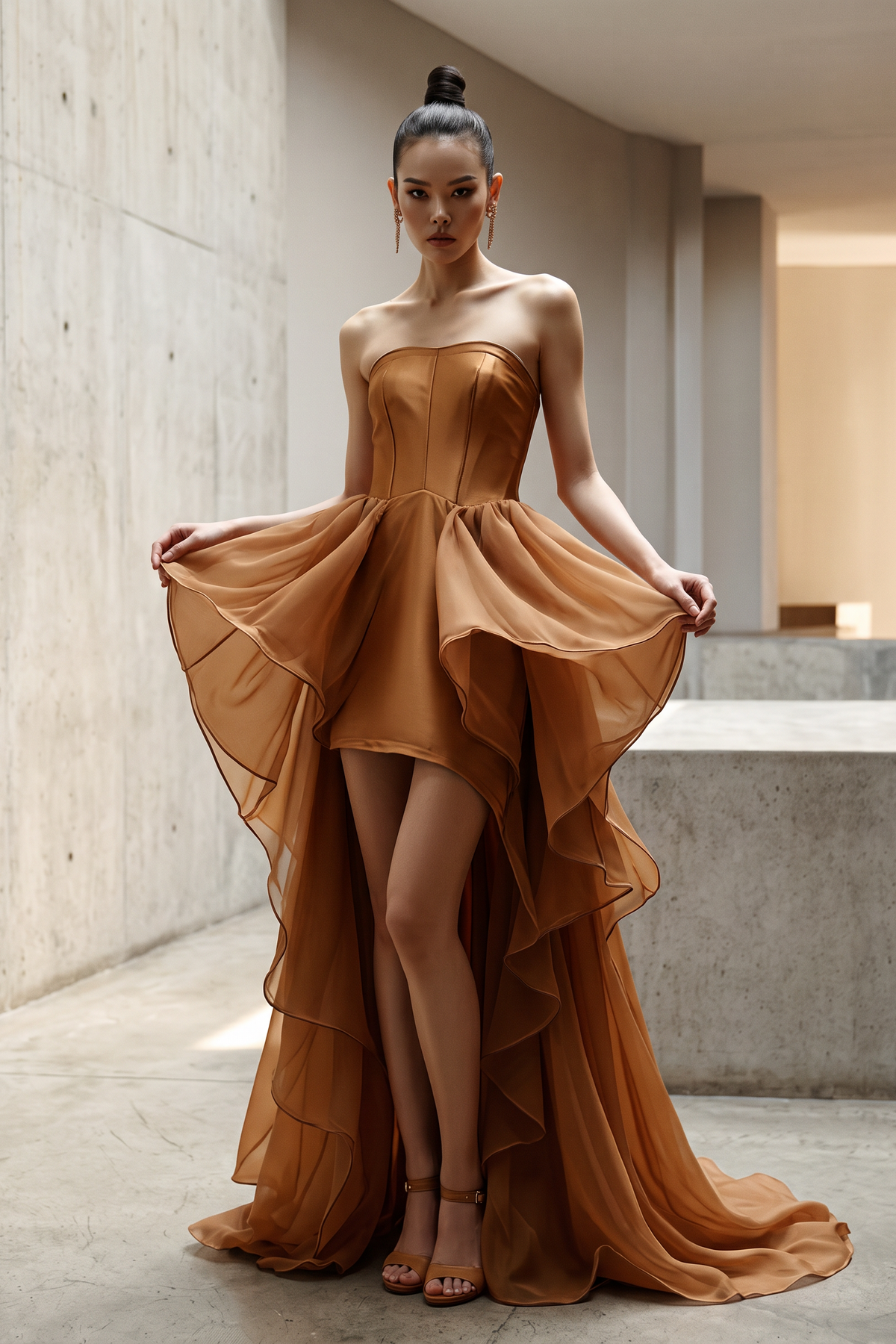 Vestido acampanado asimétrico