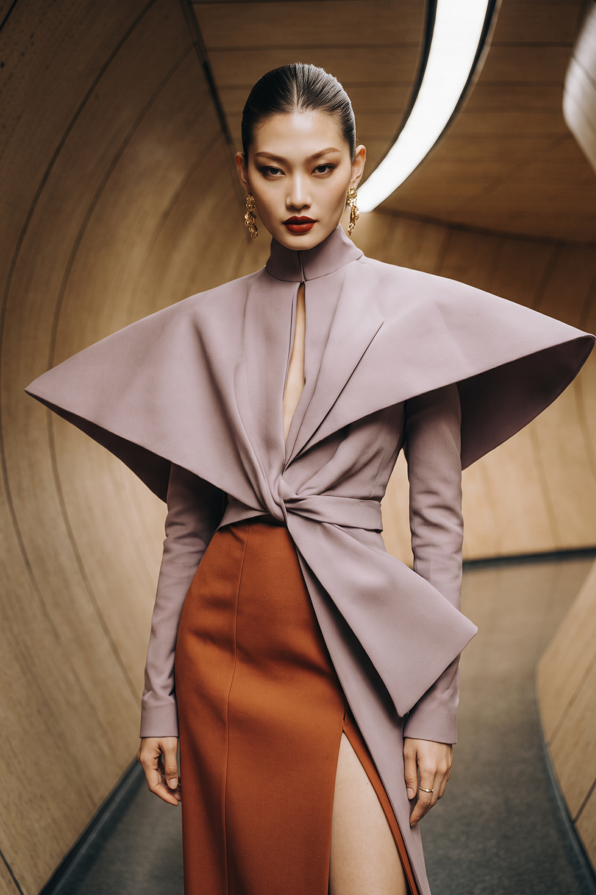 High-Neck Long Sleeve Gown