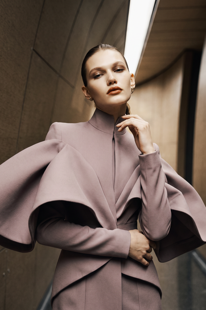 High-Neck Long Sleeve Gown