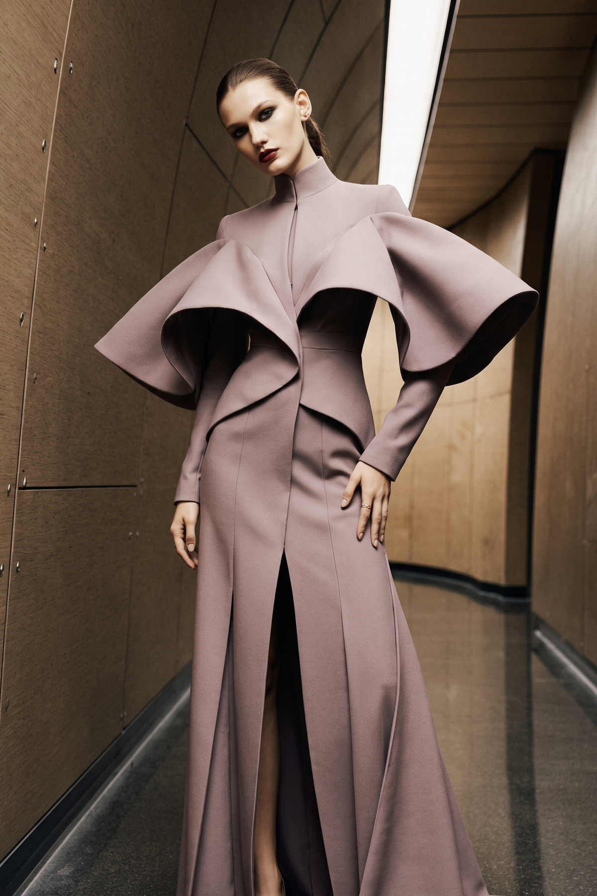 High-Neck Long Sleeve Gown