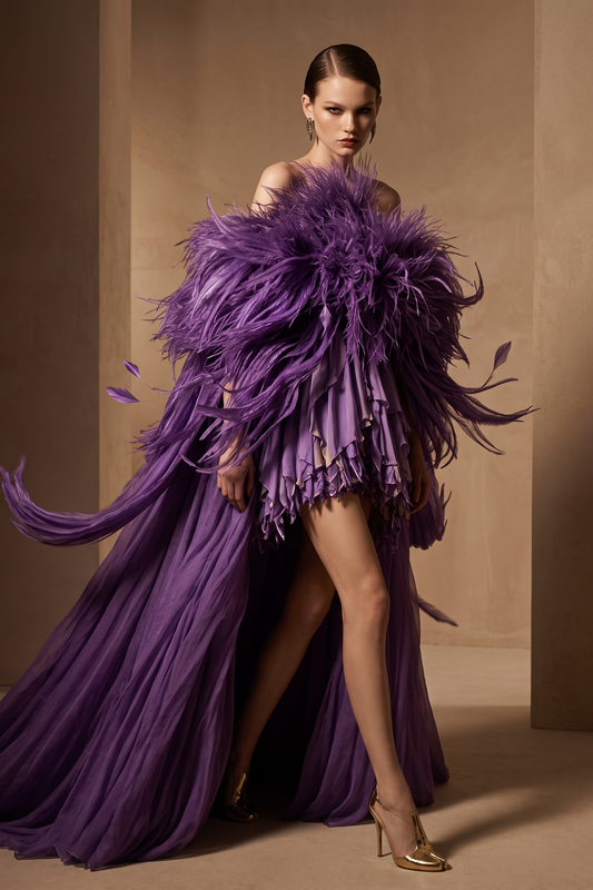 Vestido sin tirantes de corte asimétrico